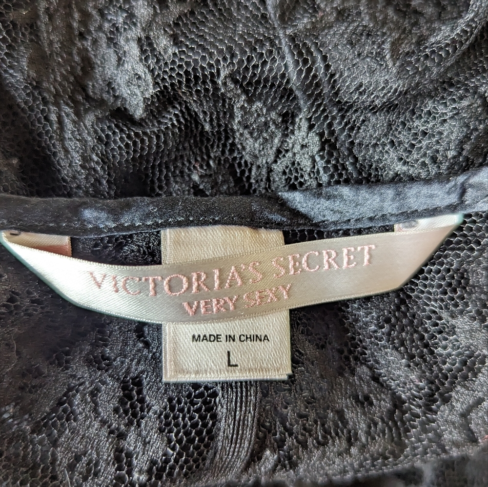 Victoria's Secret Teddy Large Lace Black Sheer Bodice Strappy Back Nightie Dress - Picture 4 of 4